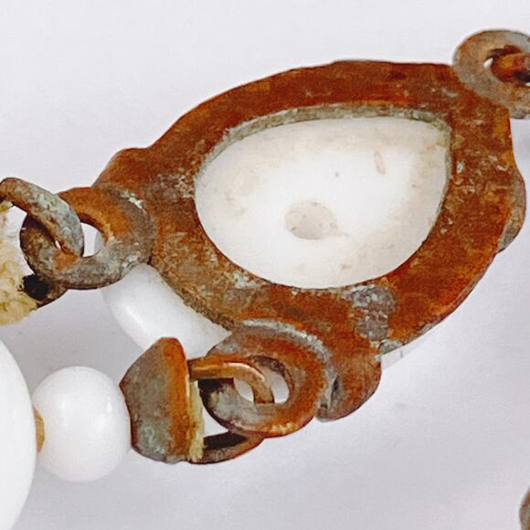 VTG 1950s Milk Glass Double Strand Choker Necklace Japan MCM Jewelry READ - Picture 6 of 16